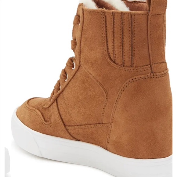 Irdy Faux Shearling Cuff Wedge Bootie SZ 8.5 - Picture 6 of 9